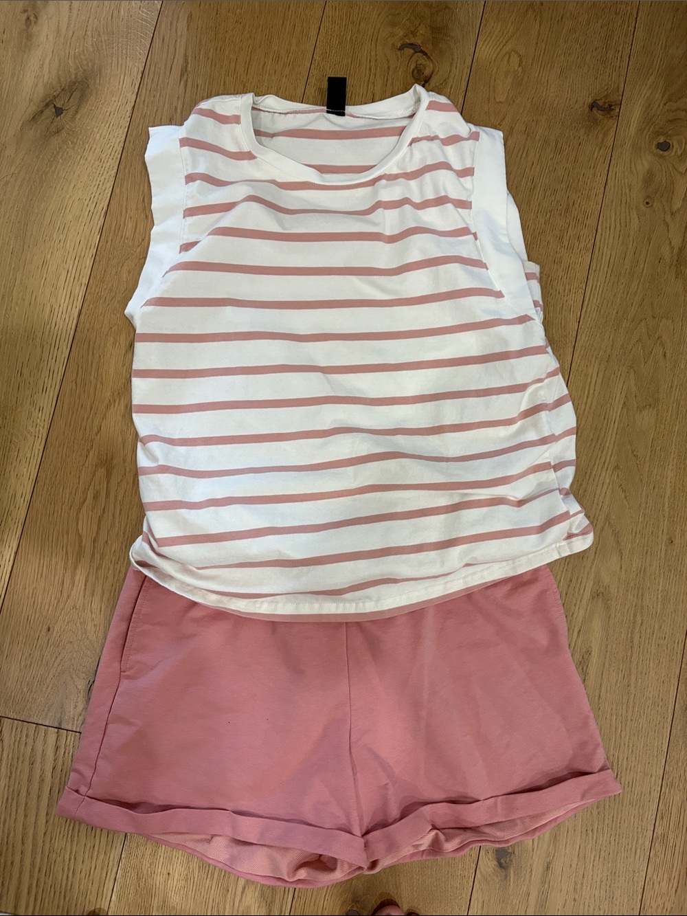 Pink Stripe Tank Top and Pink Shorts Set